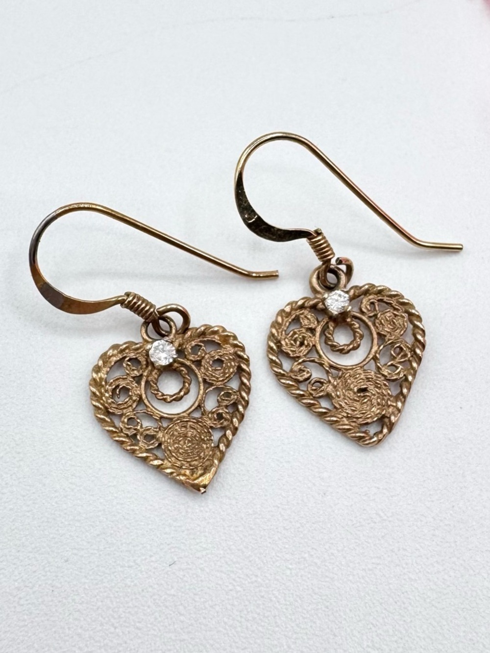 Vintage Cannetille Heart Earrings Delicate Dainty Feminine Romantic For Gifting